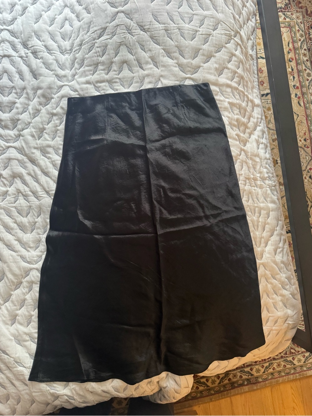 Babaton Black Satin Bias Midi Skirt